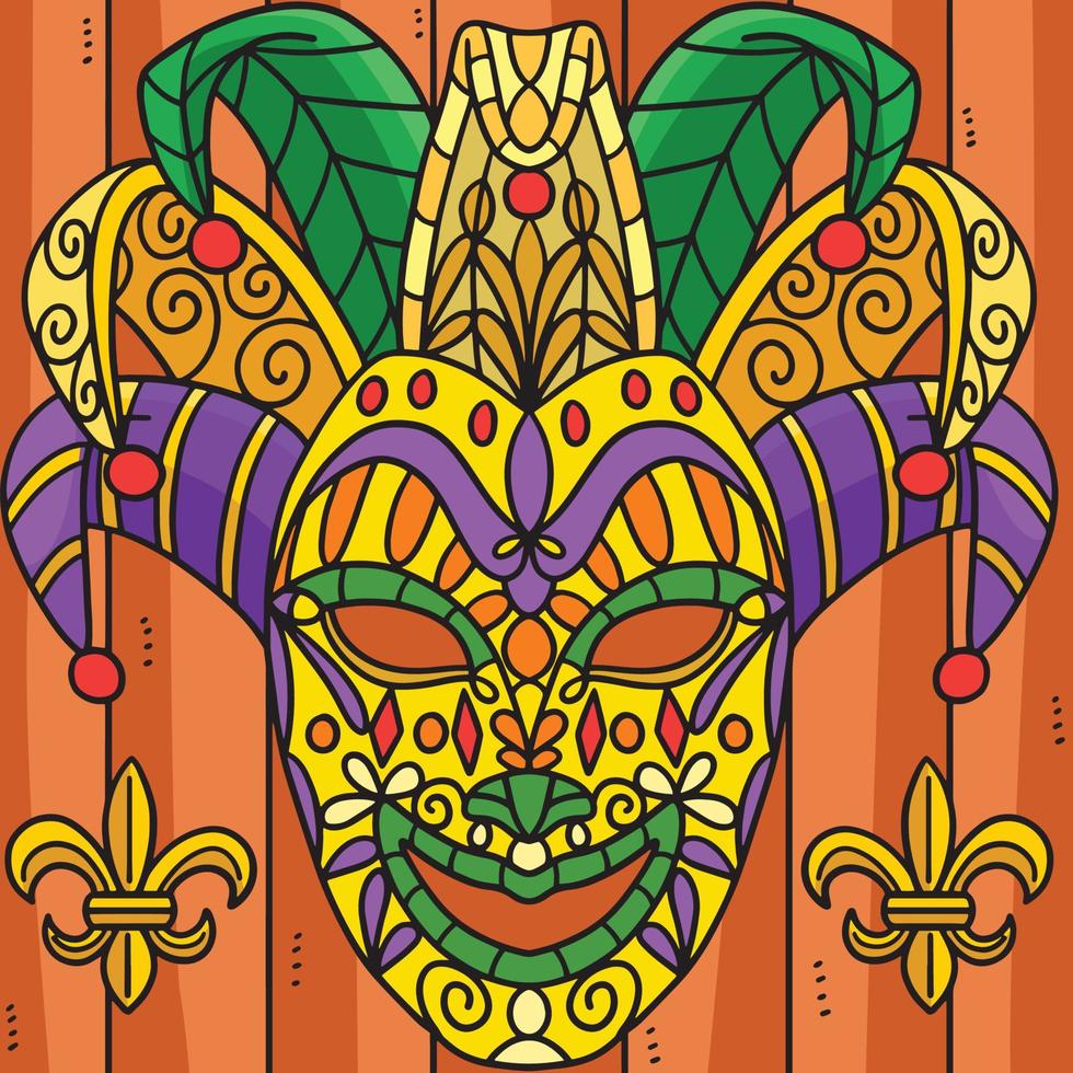 Mardi Gras Jester Mask Colored Cartoon vector