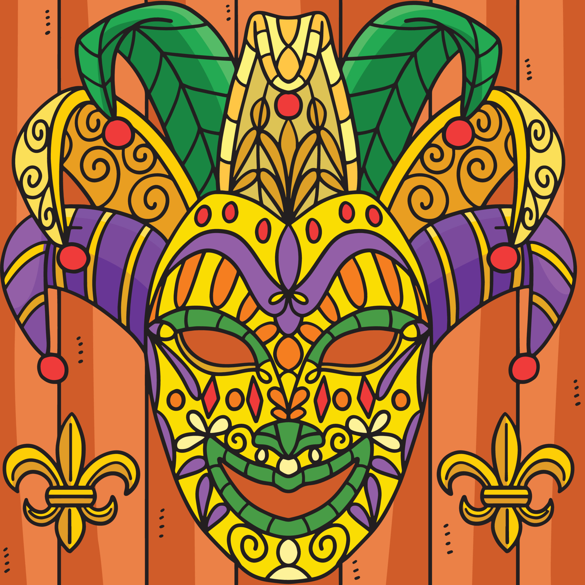 Mardi Gras Jester Mask Colored Cartoon 13801645 Vector Art at Vecteezy
