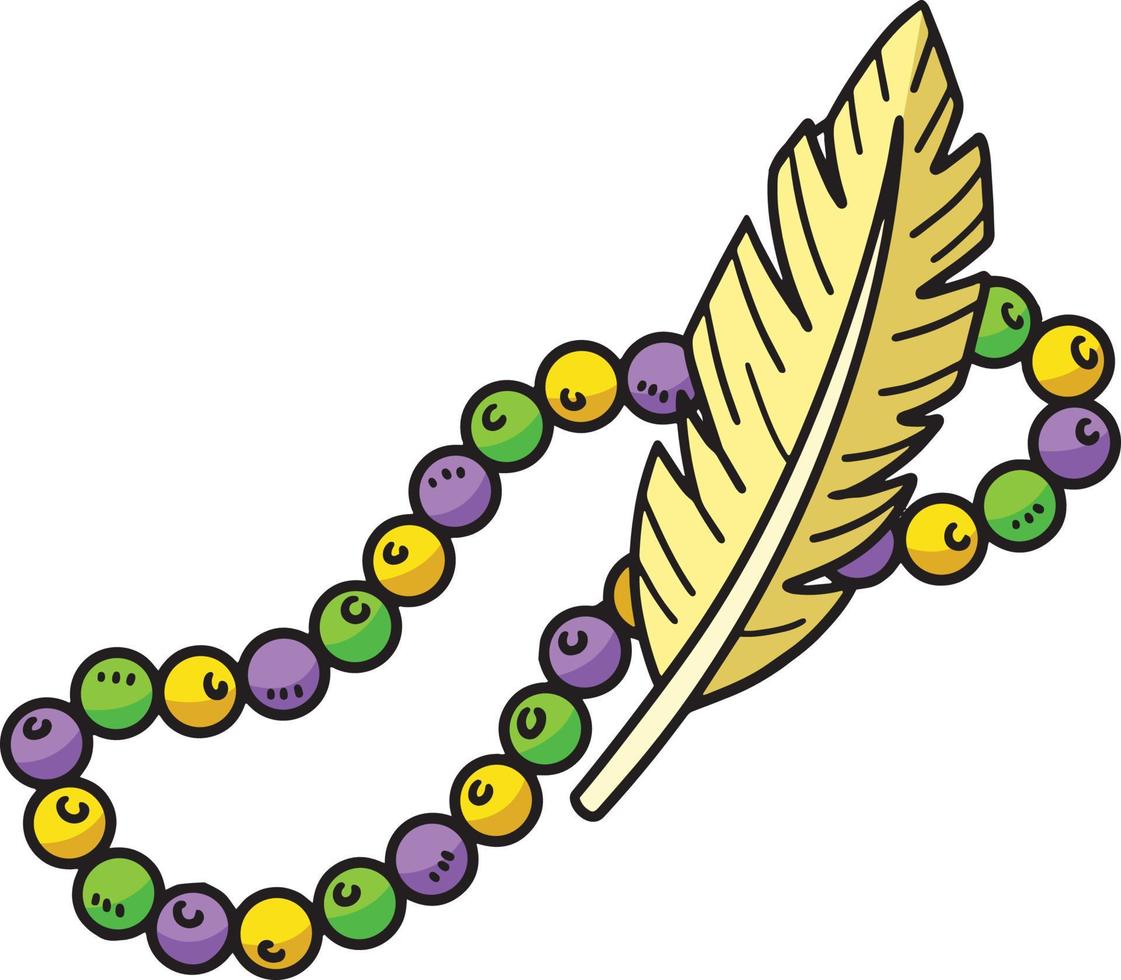 Necklace Feather Cartoon Colored Clipart vector