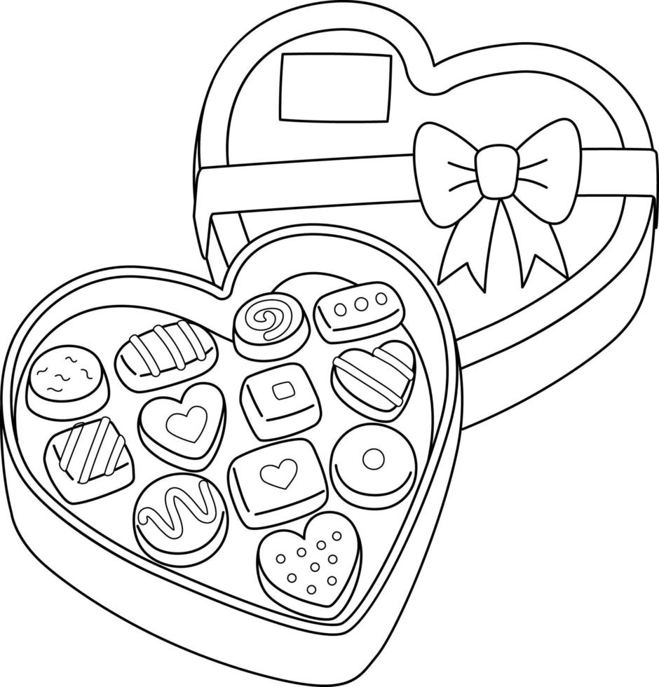 Valentines Day Chocolate Heart Isolated Coloring vector