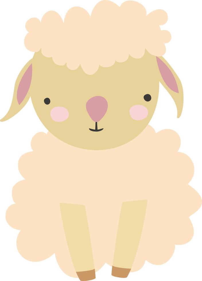 Linda oveja, ilustración, vector sobre fondo blanco.