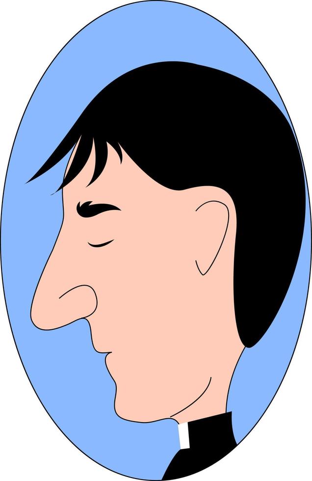 Priest with big nose, illustration, vector on white background.