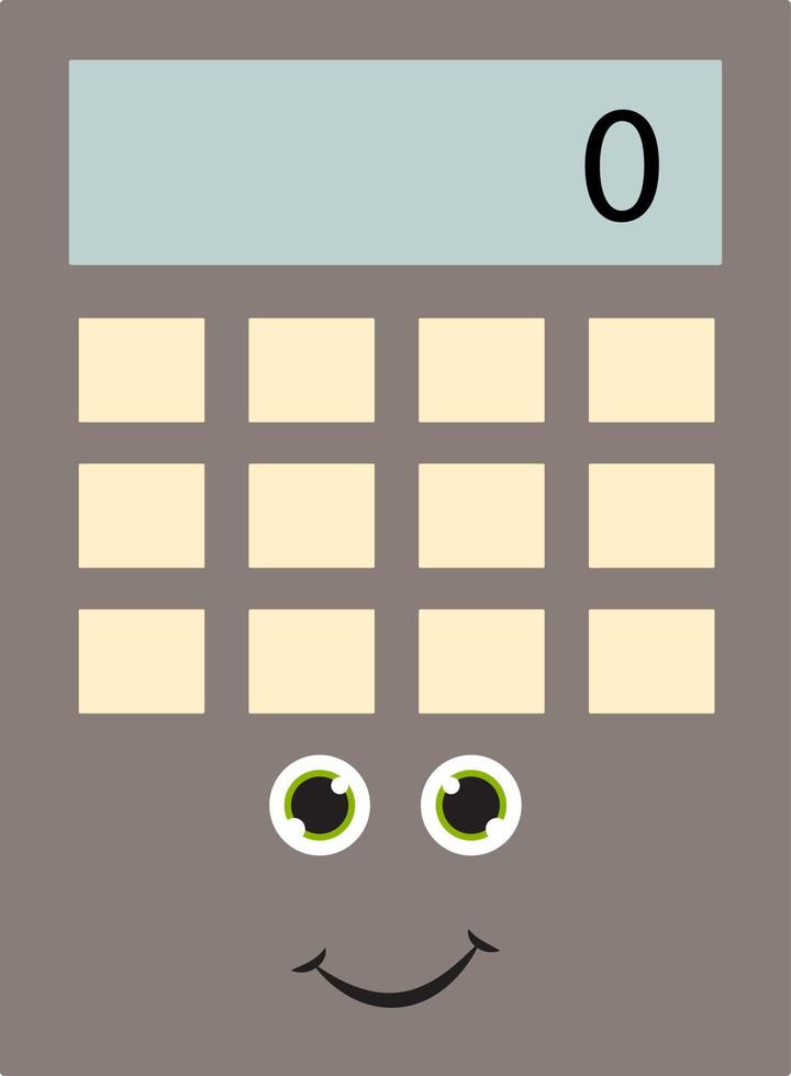 Calculator with eyes, illustration, vector on white background.