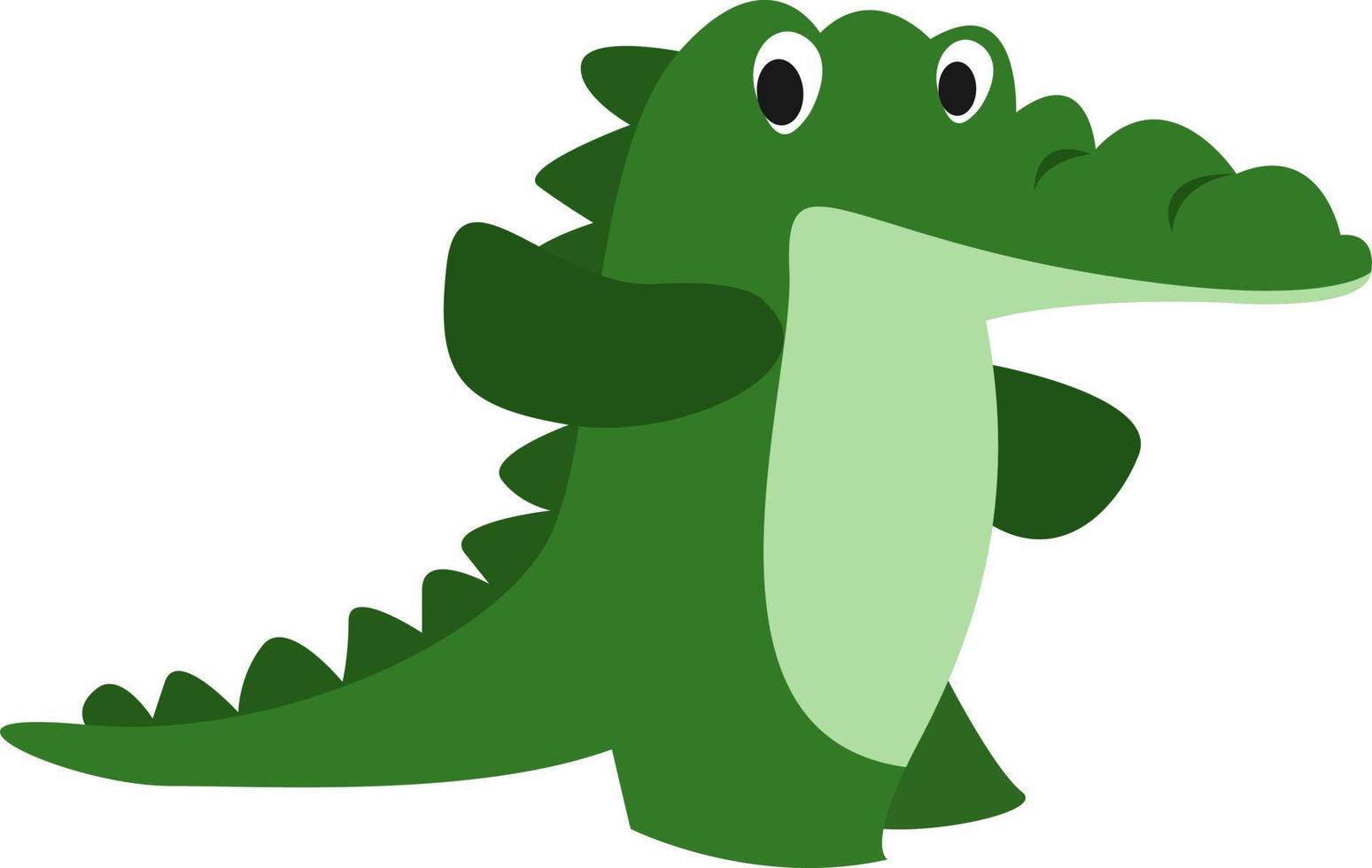 Green crocodile, illustration, vector on white background