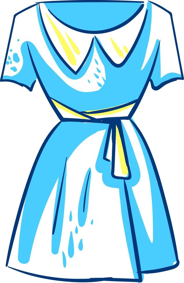 Blue short dress, illustration, vector on white background