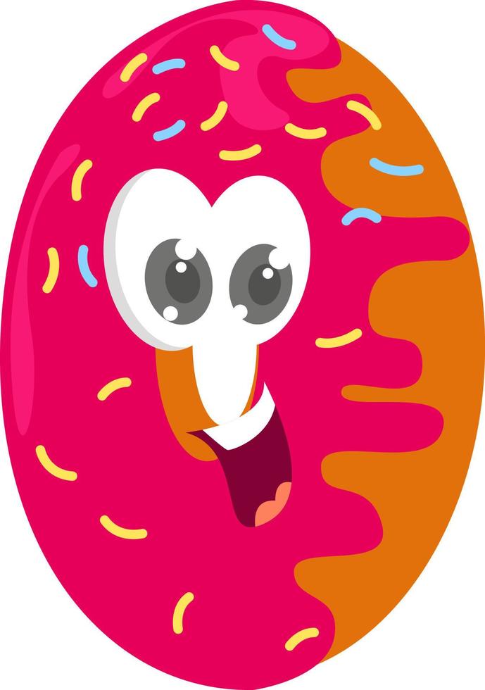 Sweet donut, illustration, vector on white background.