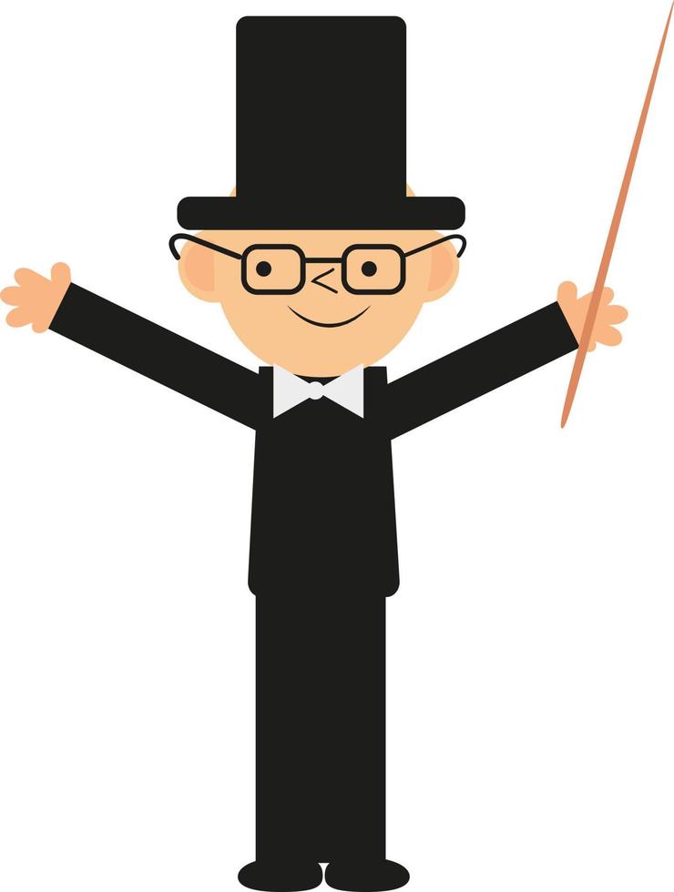 Boy showing tricks, illustration, vector on a white background.
