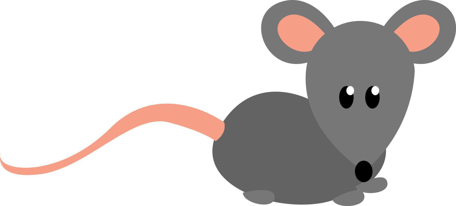 Grey mouse, illustration, vector on white background.