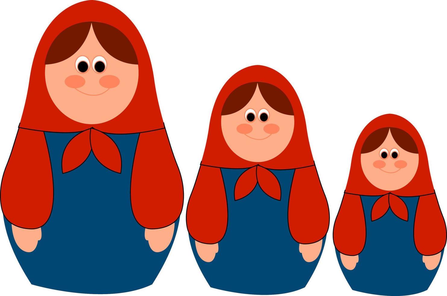 Russian matryoshka, illustration, vector on white background.