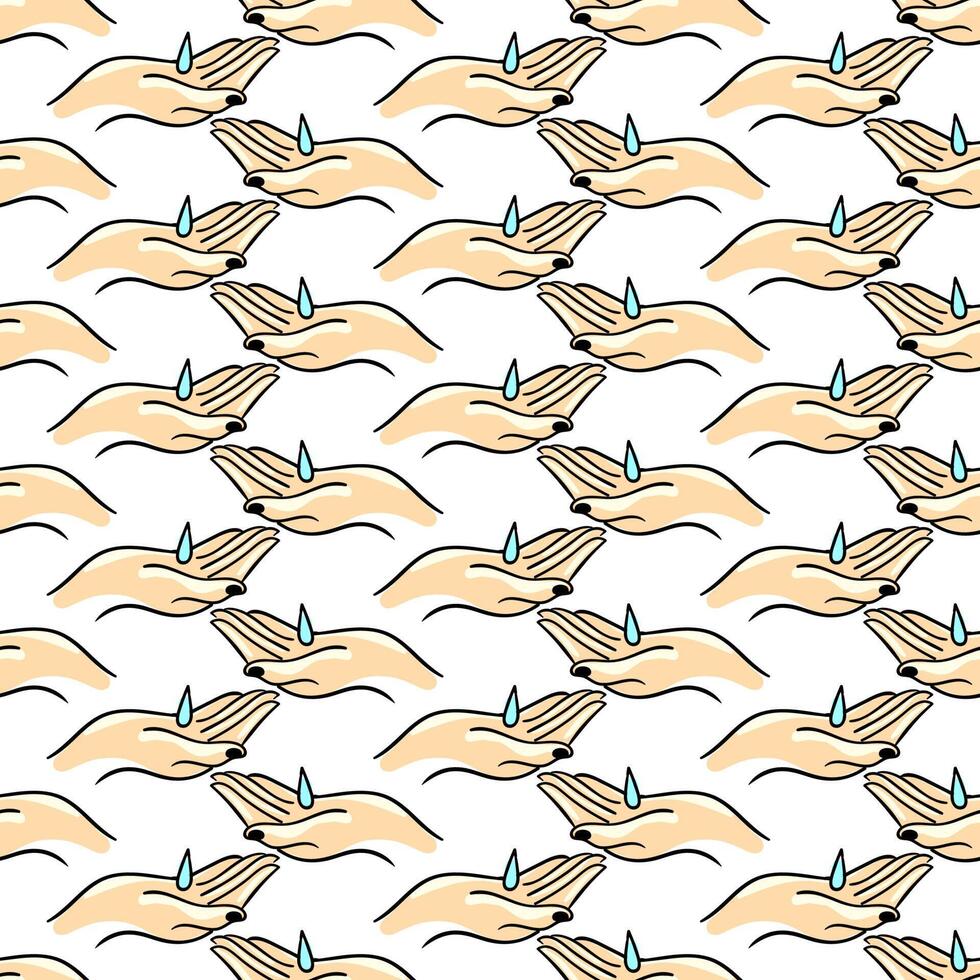 Clean hands pattern, seamless pattern on white background. vector