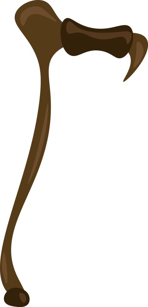 Brown walking stick, vector or color illustration.