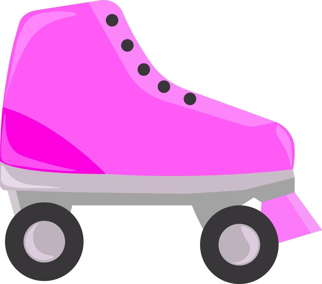 Pink roller skate, illustration, vector on white background.