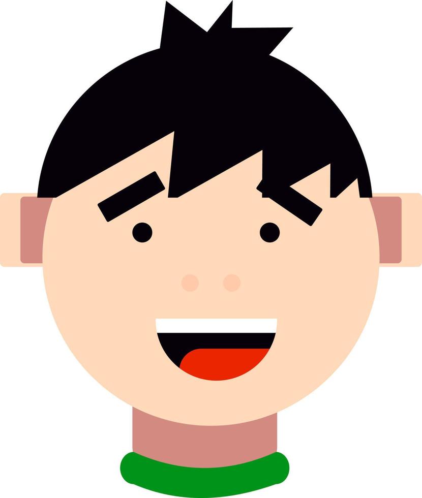 Guy with black hair, illustration, vector on a white background.