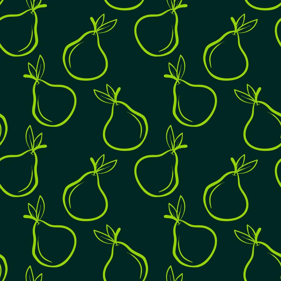 Green pears wallpaper, illustration, vector on white background.