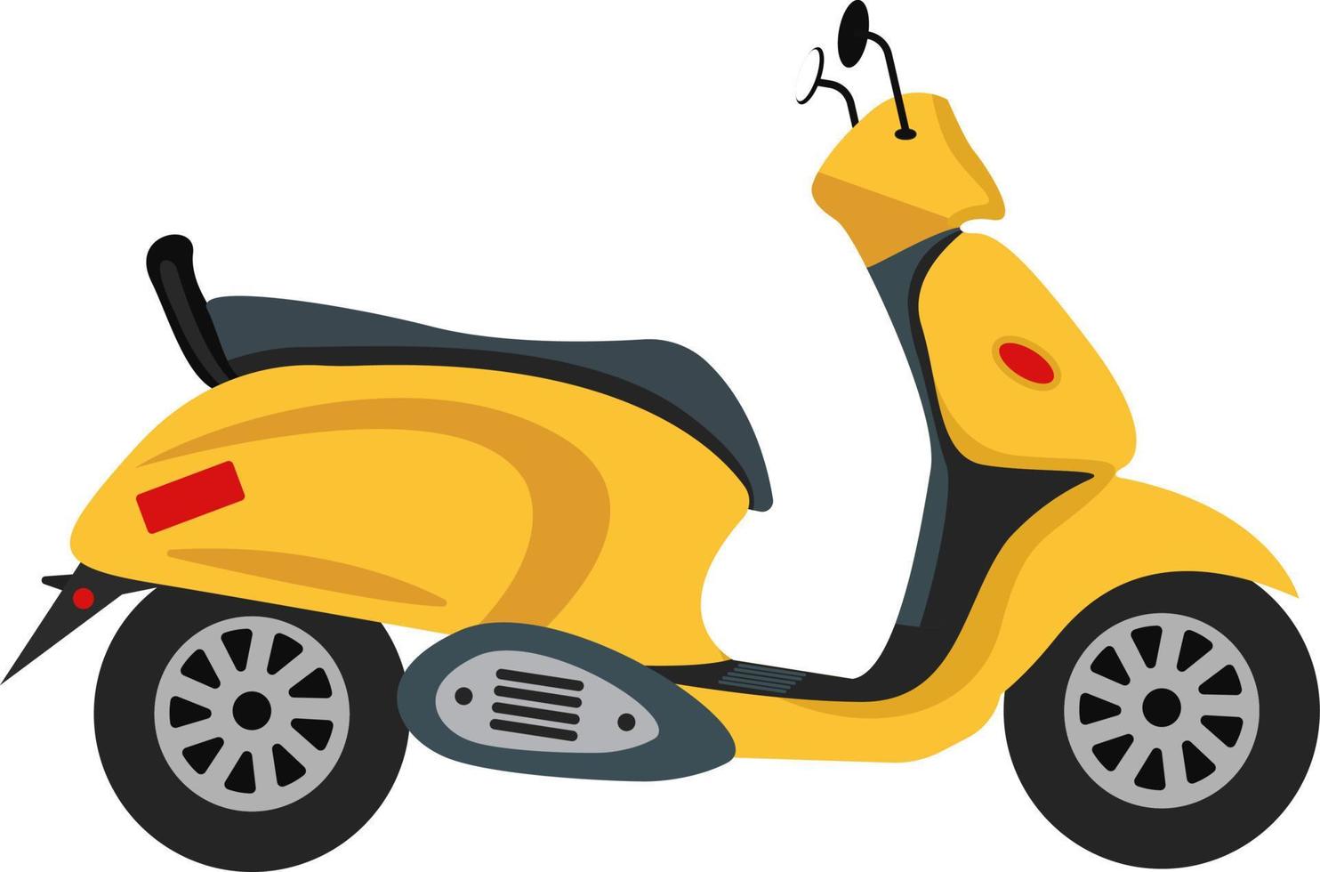 scooter amarillo, ilustración, vector sobre fondo blanco.