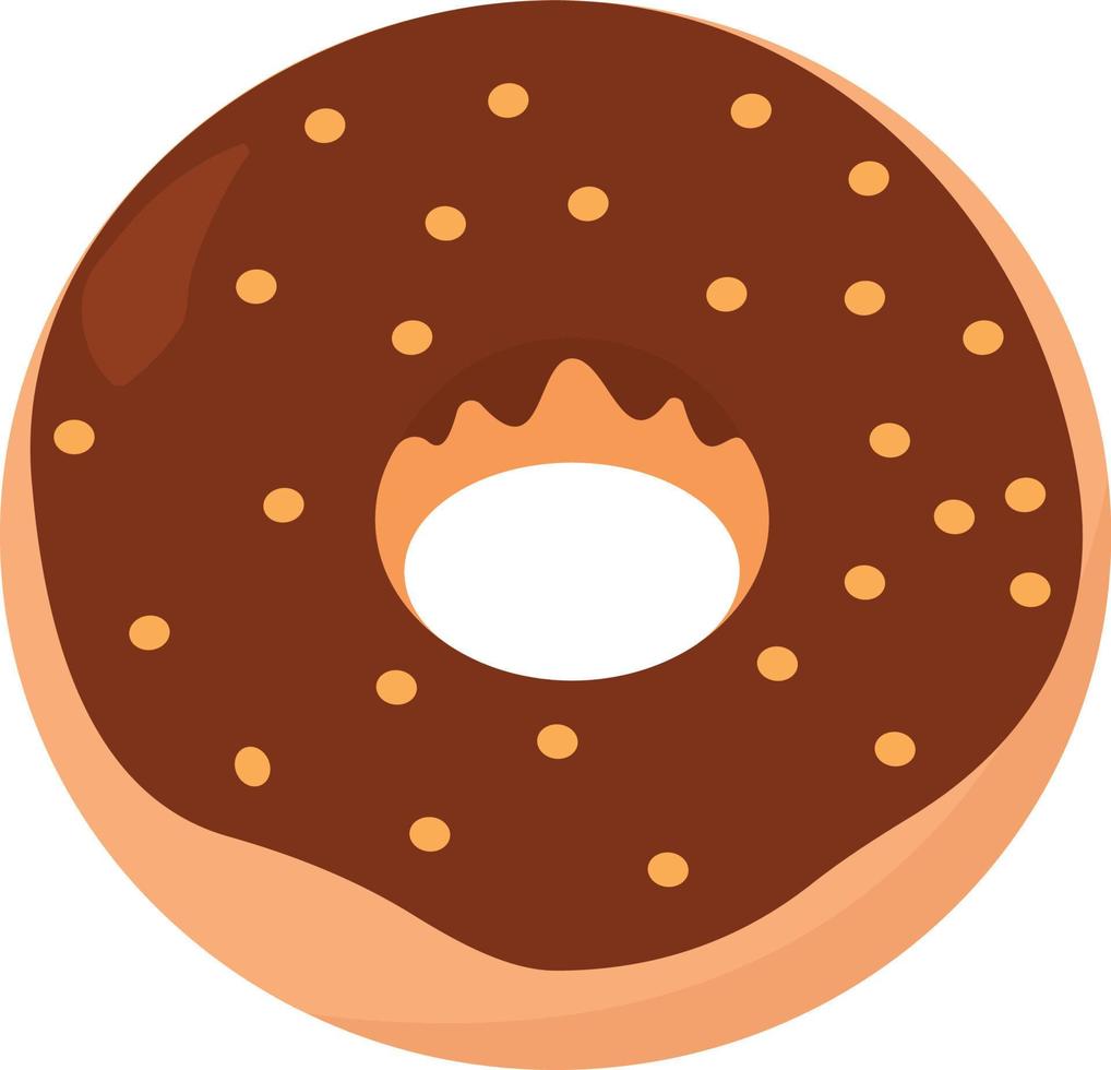 Chocolate donut, illustration, vector on white background.