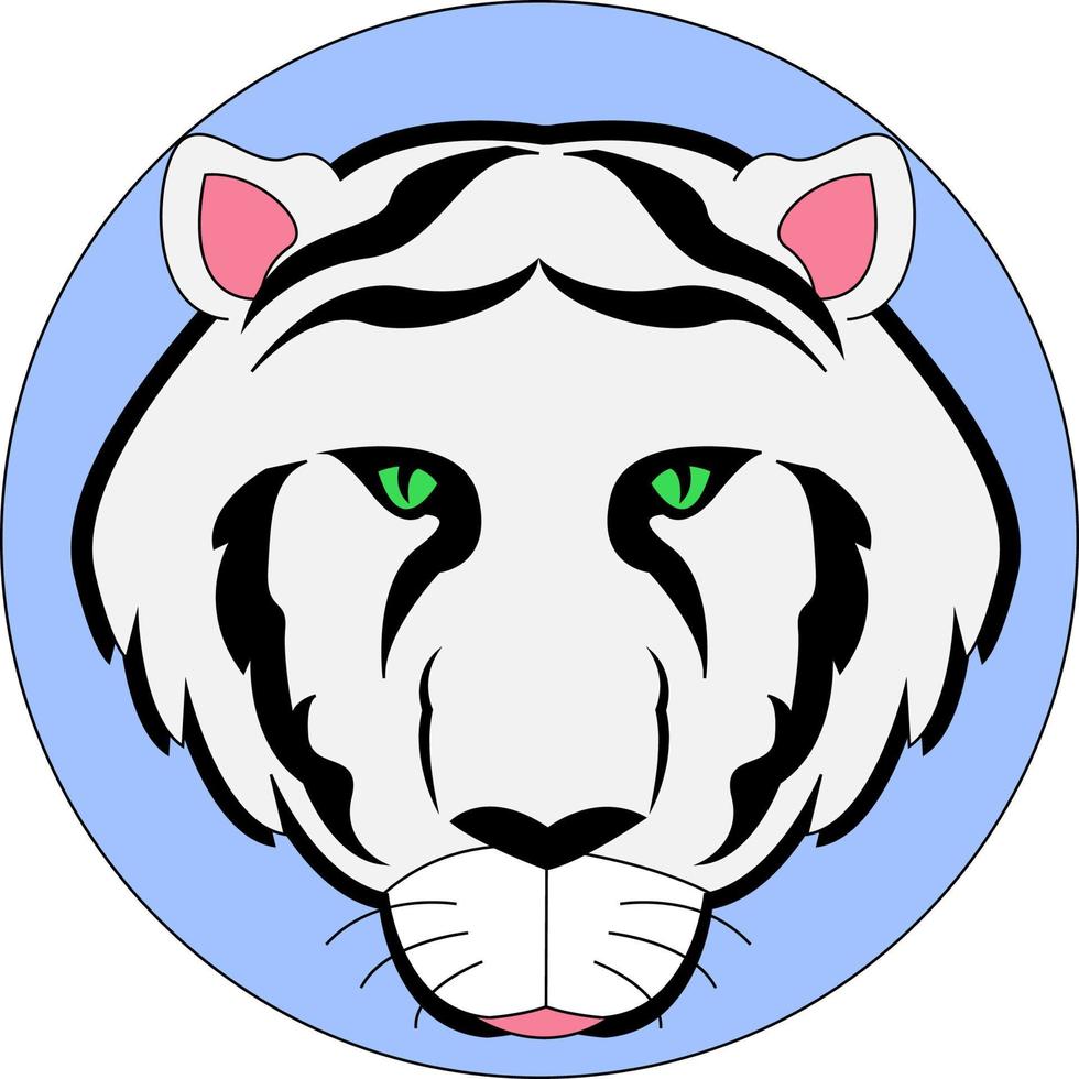 White Siberian tiger, illustration, vector on white background.