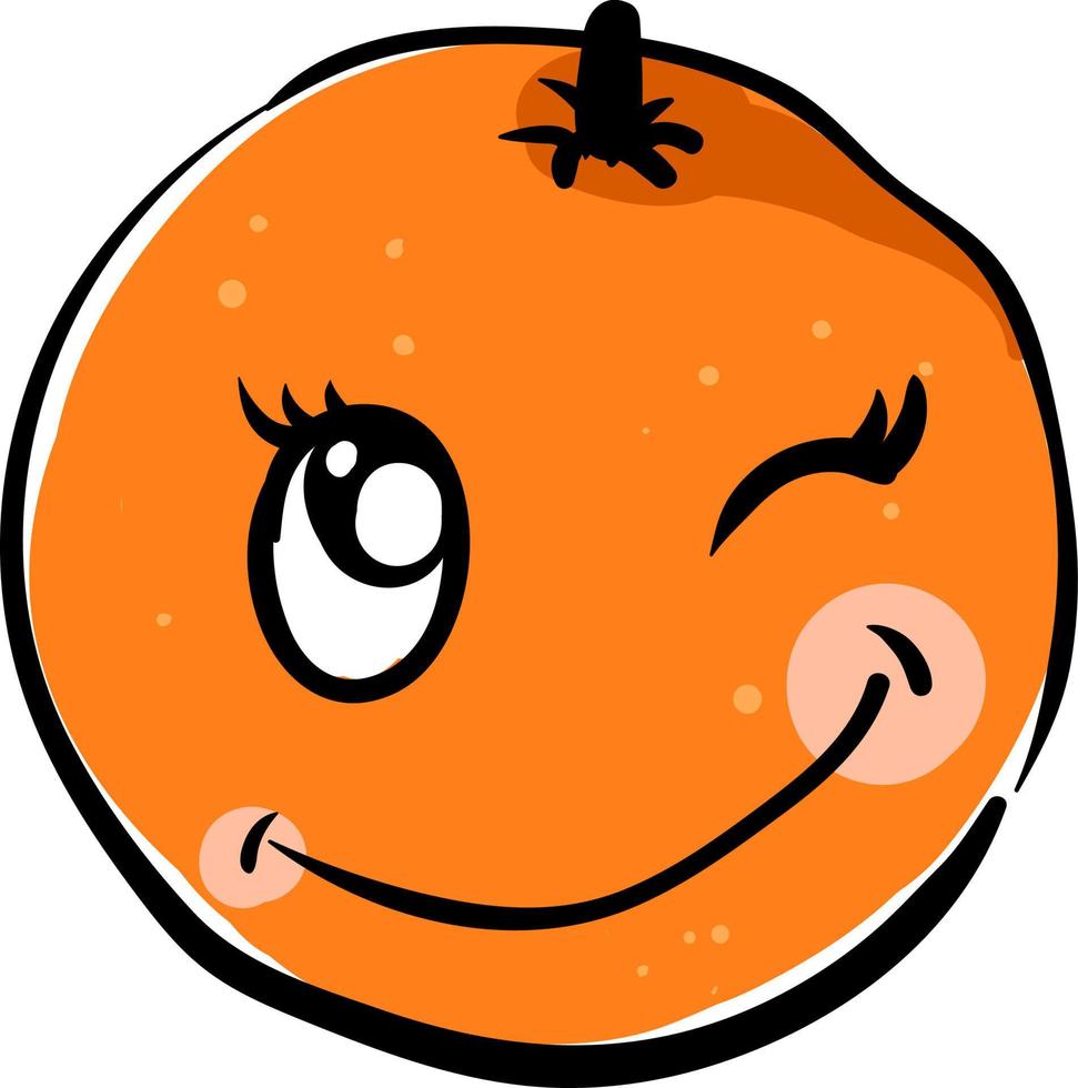 Orange winking, illustration, vector on white background.