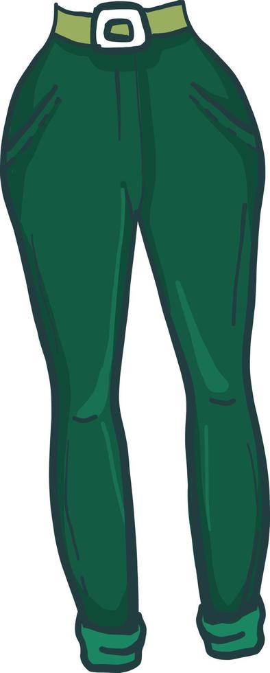 Green skinny pants, illustration, vector on white background.