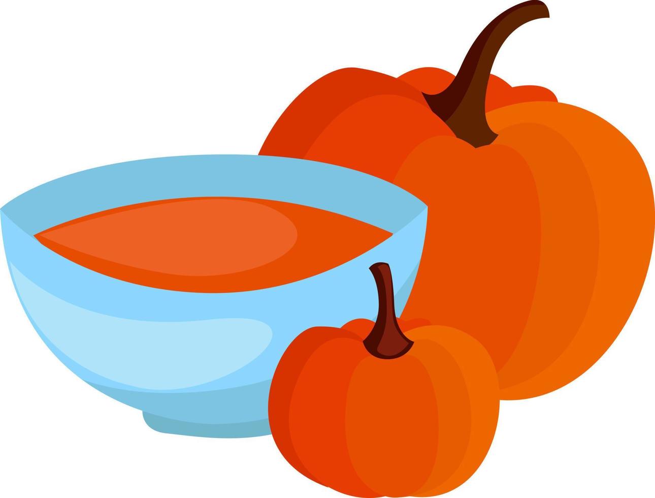 Pumpkin soup, illustration, vector on white background