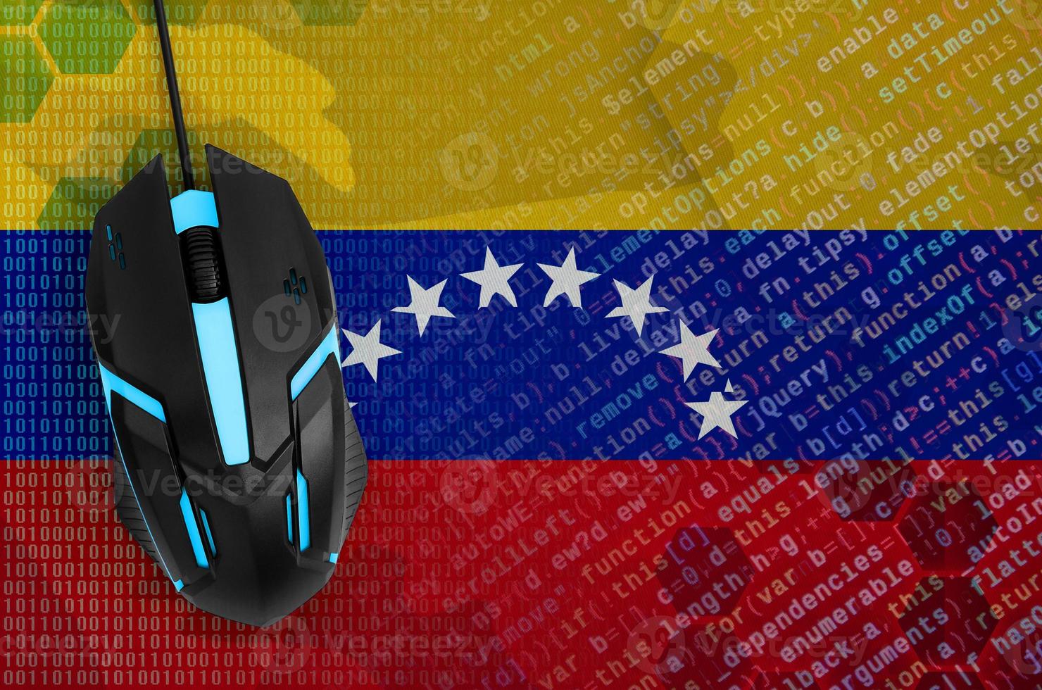 Venezuela flag and computer mouse. Digital threat, illegal actions on the Internet photo