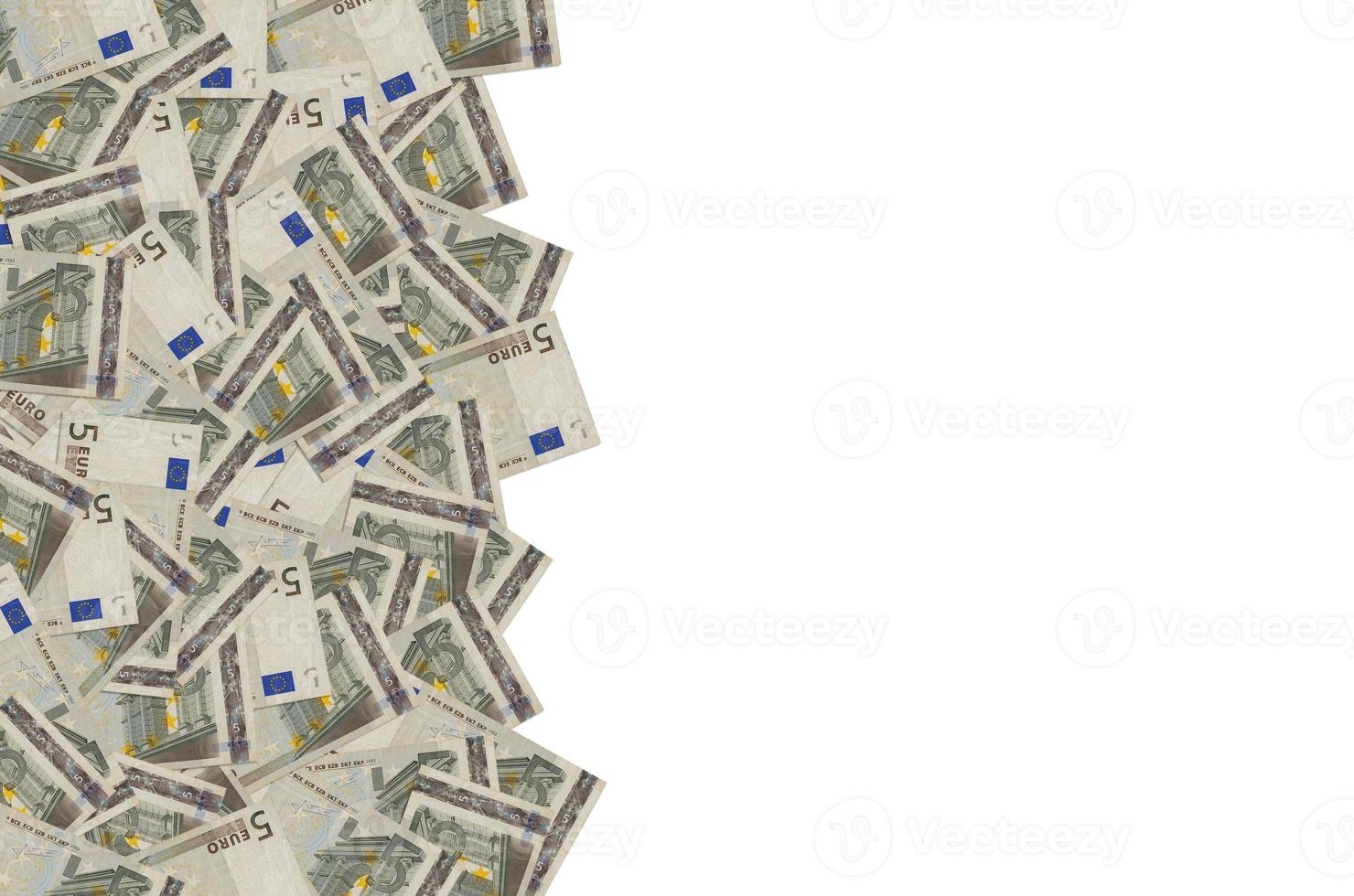 Pattern part of 5 euro banknote close-up with small brown details photo