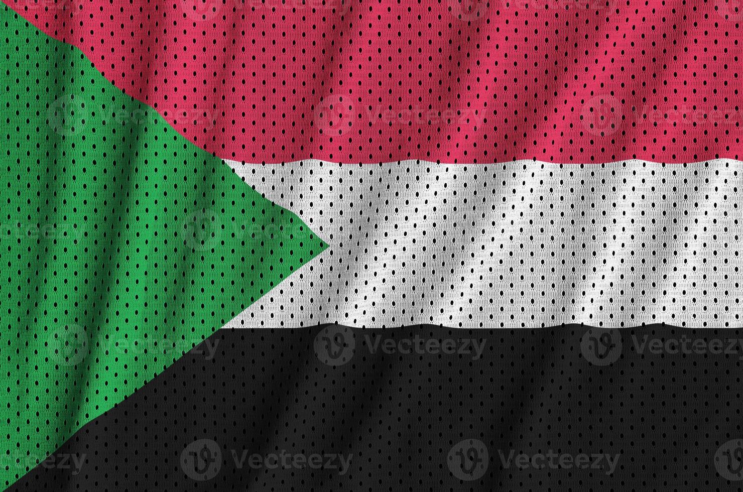 Sudan flag printed on a polyester nylon sportswear mesh fabric w photo