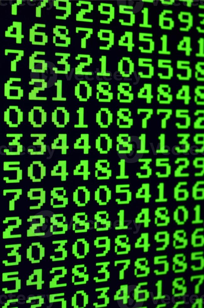 Macro of password selection on the monitor of the office computer. The concept of hacking the protection of a personal data keeper. The stream of supposed digital passwords of four and five digits photo