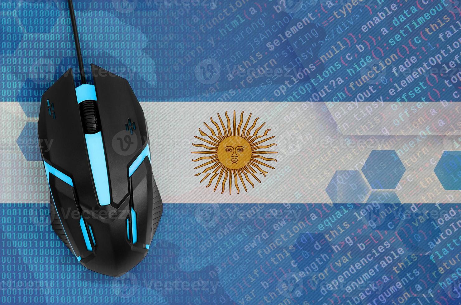 Argentina flag and computer mouse. Digital threat, illegal actions on the Internet photo