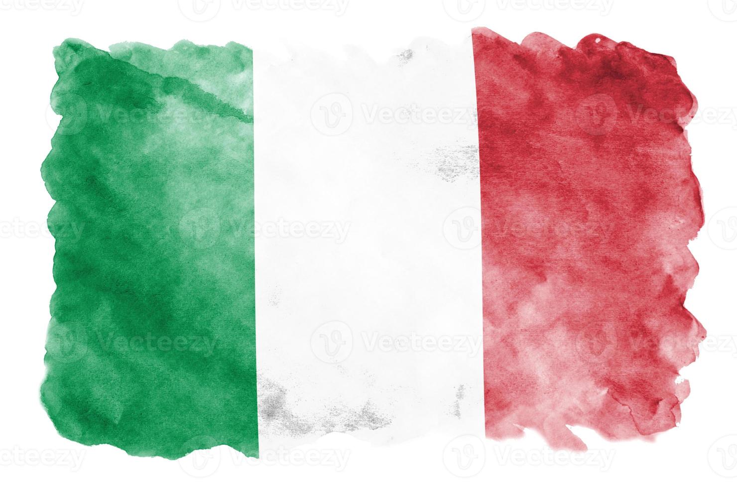 Italy flag is depicted in liquid watercolor style isolated on white background photo
