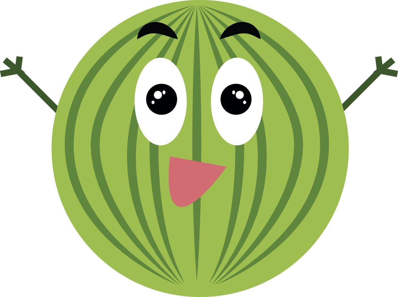 Crazy watermelon, illustration, vector on white background.