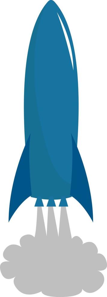 Blue rocket, illustration, vector on white background.