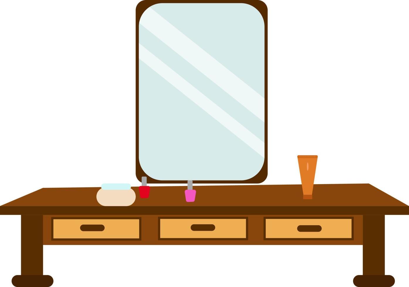 Makeup mirror ,illustration, vector on white background.