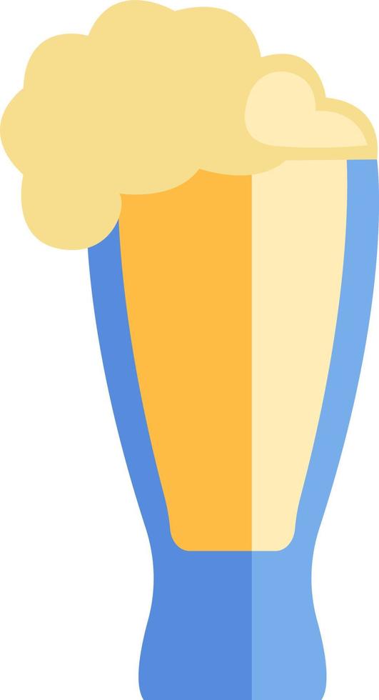 Beer in beer glass, illustration, vector on a white background.