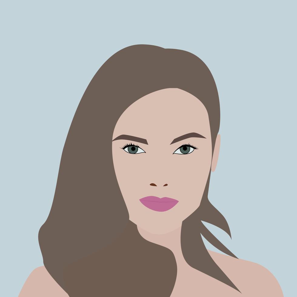 Girl with purple lipstick, illustration, vector on white background.