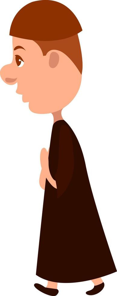 Young monk , illustration, vector on white background