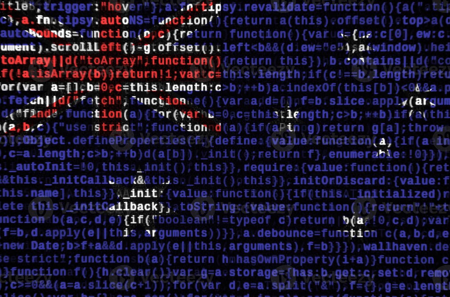 Australia flag is depicted on the screen with the program code. The concept of modern technology and site development photo