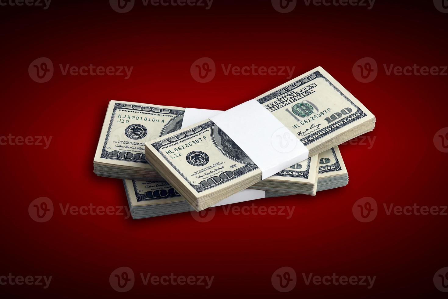 Bundle of US dollar bills isolated on white. Pack of american money with high resolution on perfect white background photo