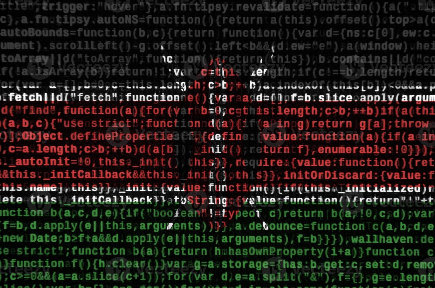 Kenya flag is depicted on the screen with the program code. The concept of modern technology and site development photo