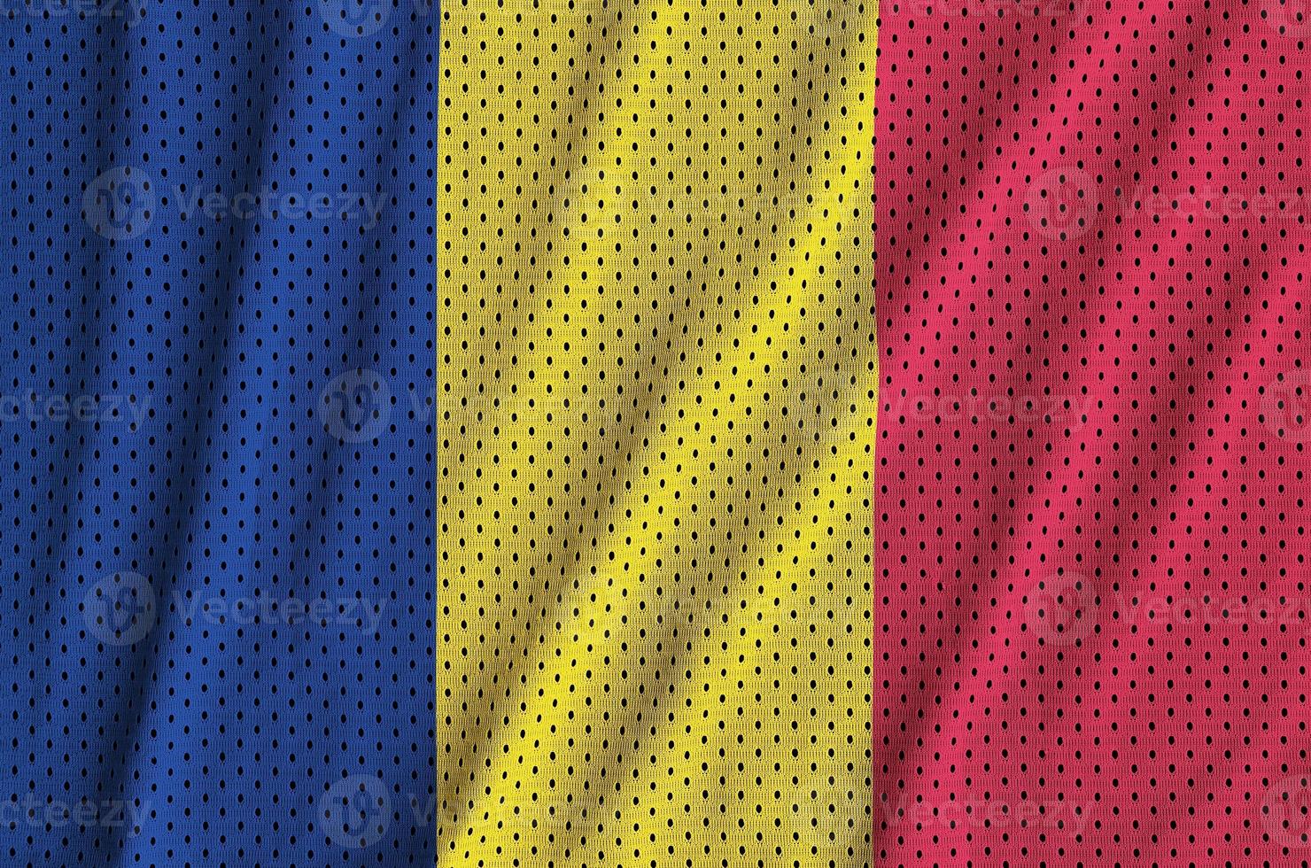 Chad flag printed on a polyester nylon sportswear mesh fabric wi photo
