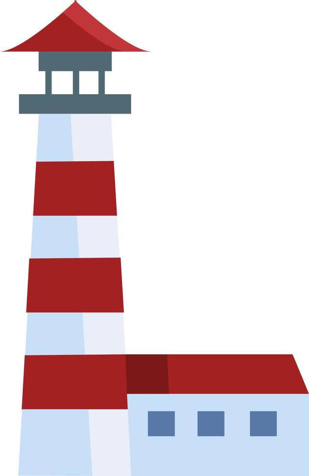 A lighthouse with bright spotlight, vector or color illustration.