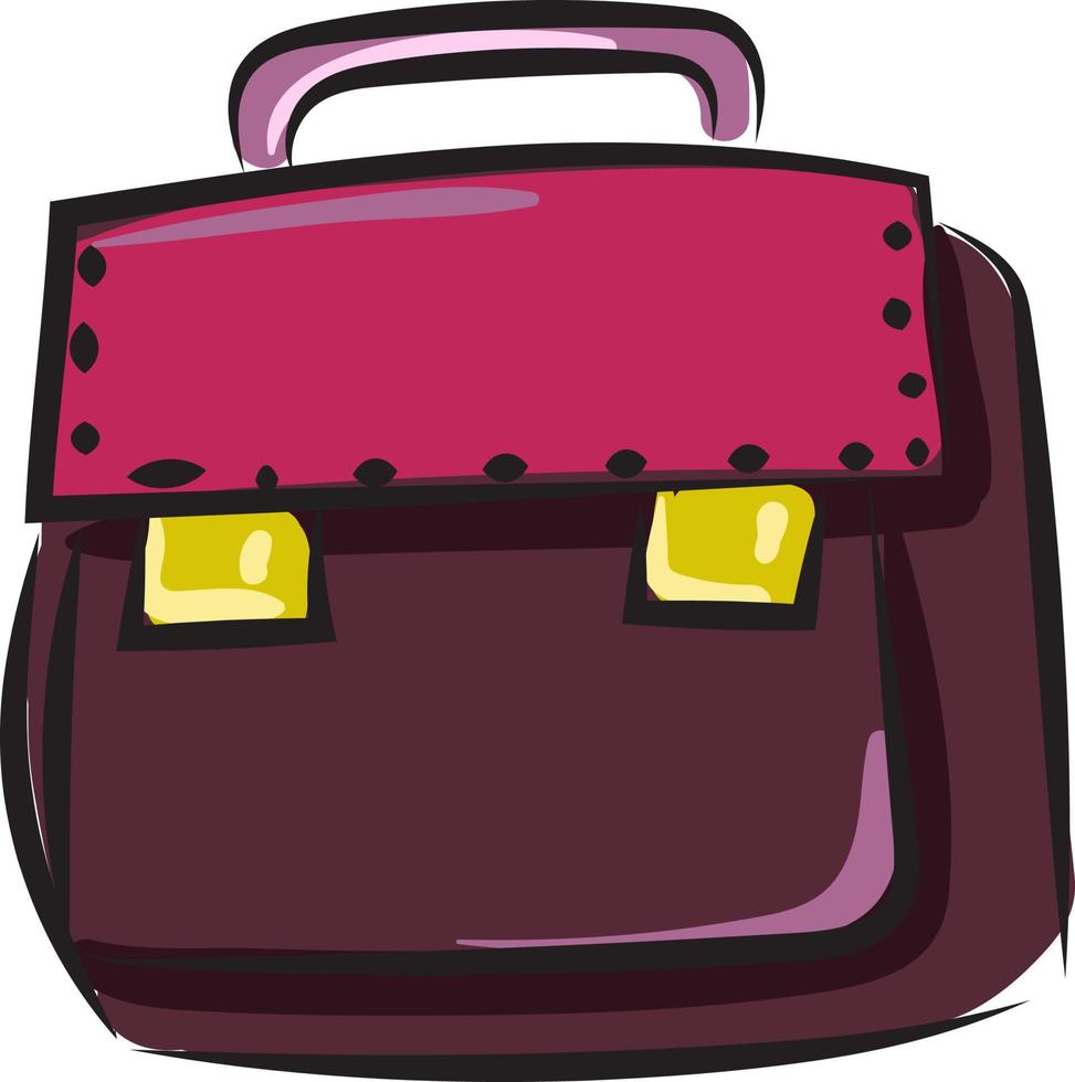 Purple woman bag, illustration, vector on white background.