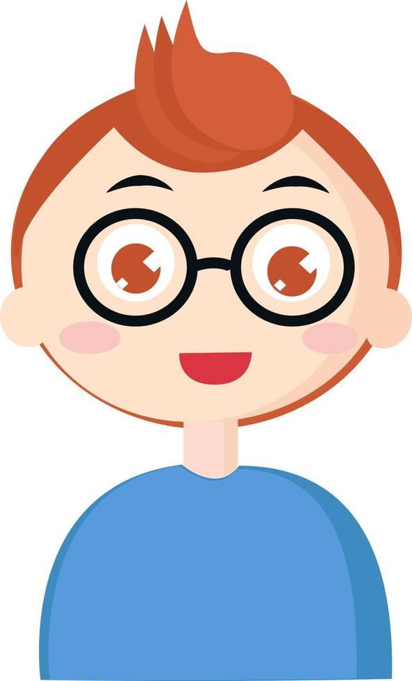 Boy with glasses, illustration, vector on white background