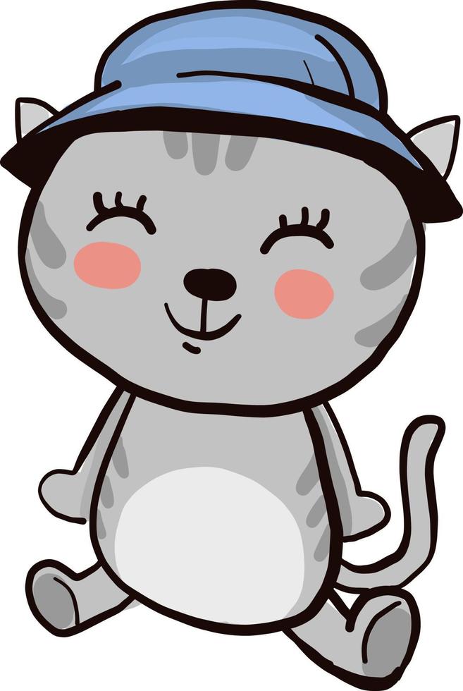 Happy little cat, illustration, vector on white background