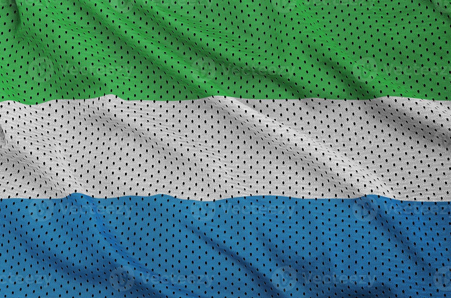 Sierra Leone flag printed on a polyester nylon sportswear mesh f photo