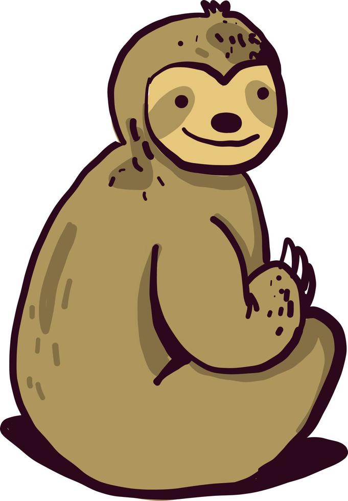 Sloth sitting , illustration, vector on white background