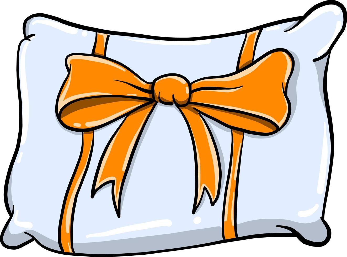 Pillow with bow , illustration, vector on white background