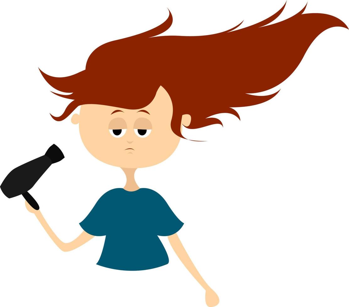 Girl with red hair, illustration, vector on white background.