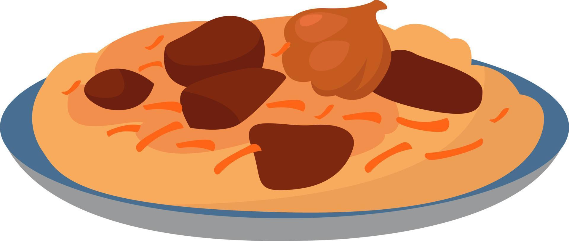 Uzbek pilaf, illustration, vector on white background