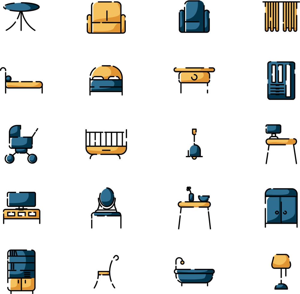 Home furniture, illustration, vector on a white background.